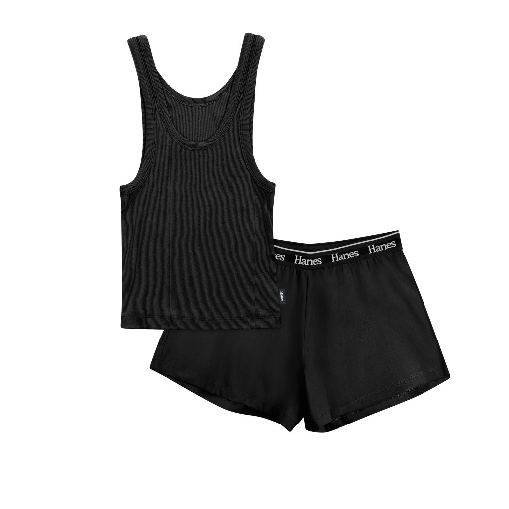 Rib Crop Tank Sleep Shorts Set Loungewear Comfy Chic Minimal Y2k